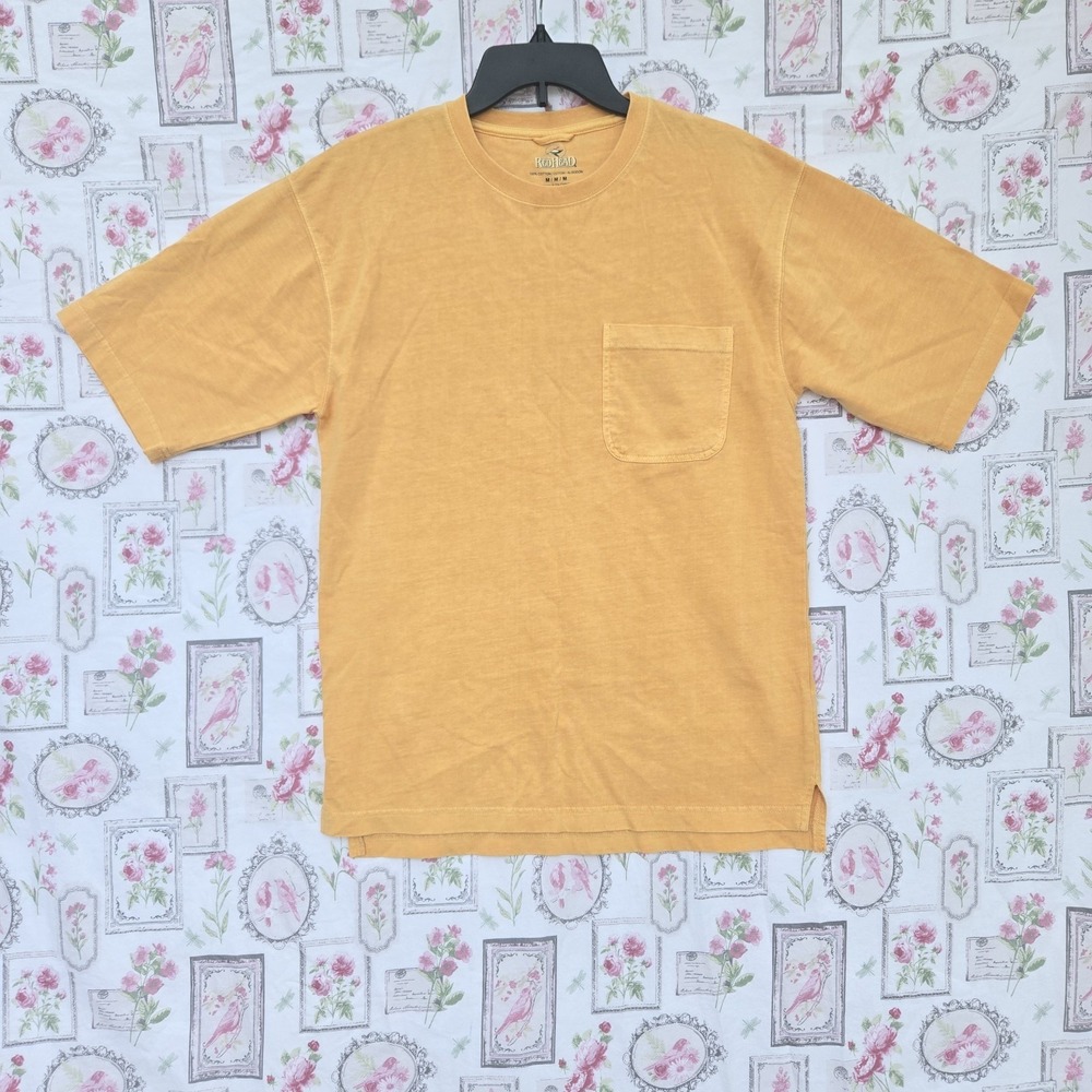 RedHead Mens M Mustard Yellow Pocket‎ T-Shirt Short Sleeve Cotton Crew Neck